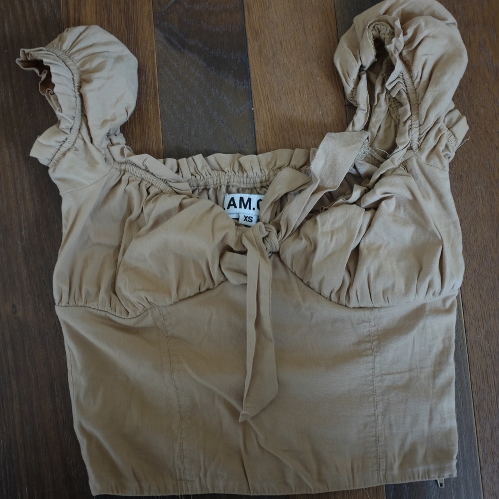 I.AM.GIA Women's Brown Corset Top XS Side Zipper with Bow